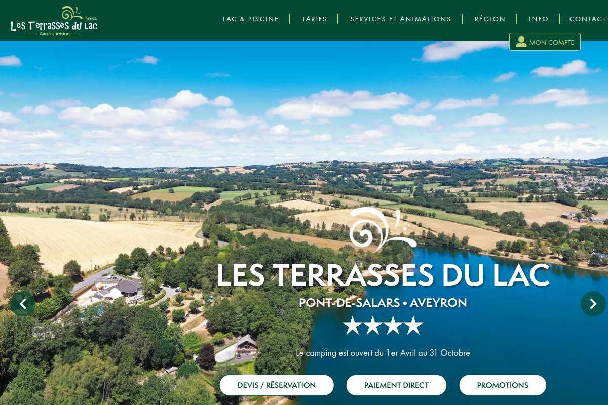 Aperçu du site de CAMPING LES TERRASSES DU LAC - Lac de Pont de Salars