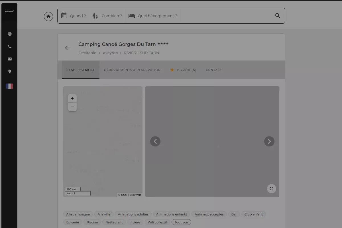 Aperçu du site de Camping Canöe Gorges du Tarn