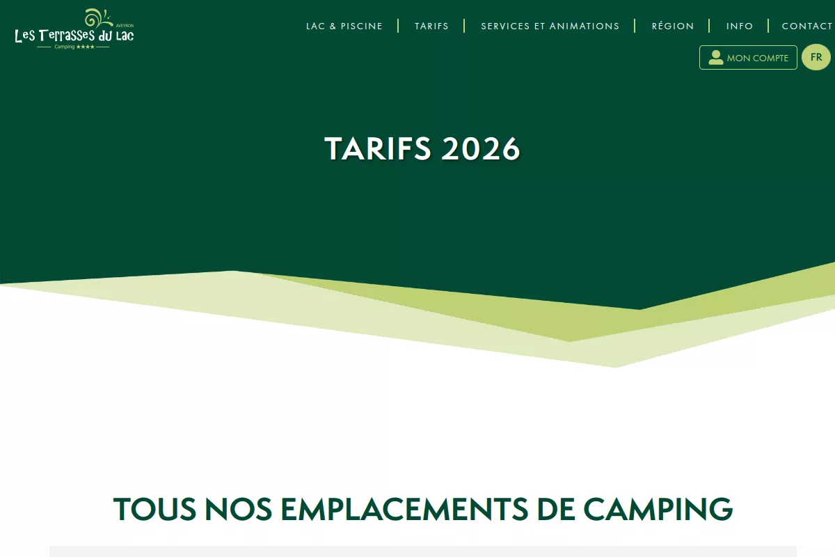 Aperçu du site de CAMPING LES TERRASSES DU LAC - Lac de Pont de Salars (groupes)